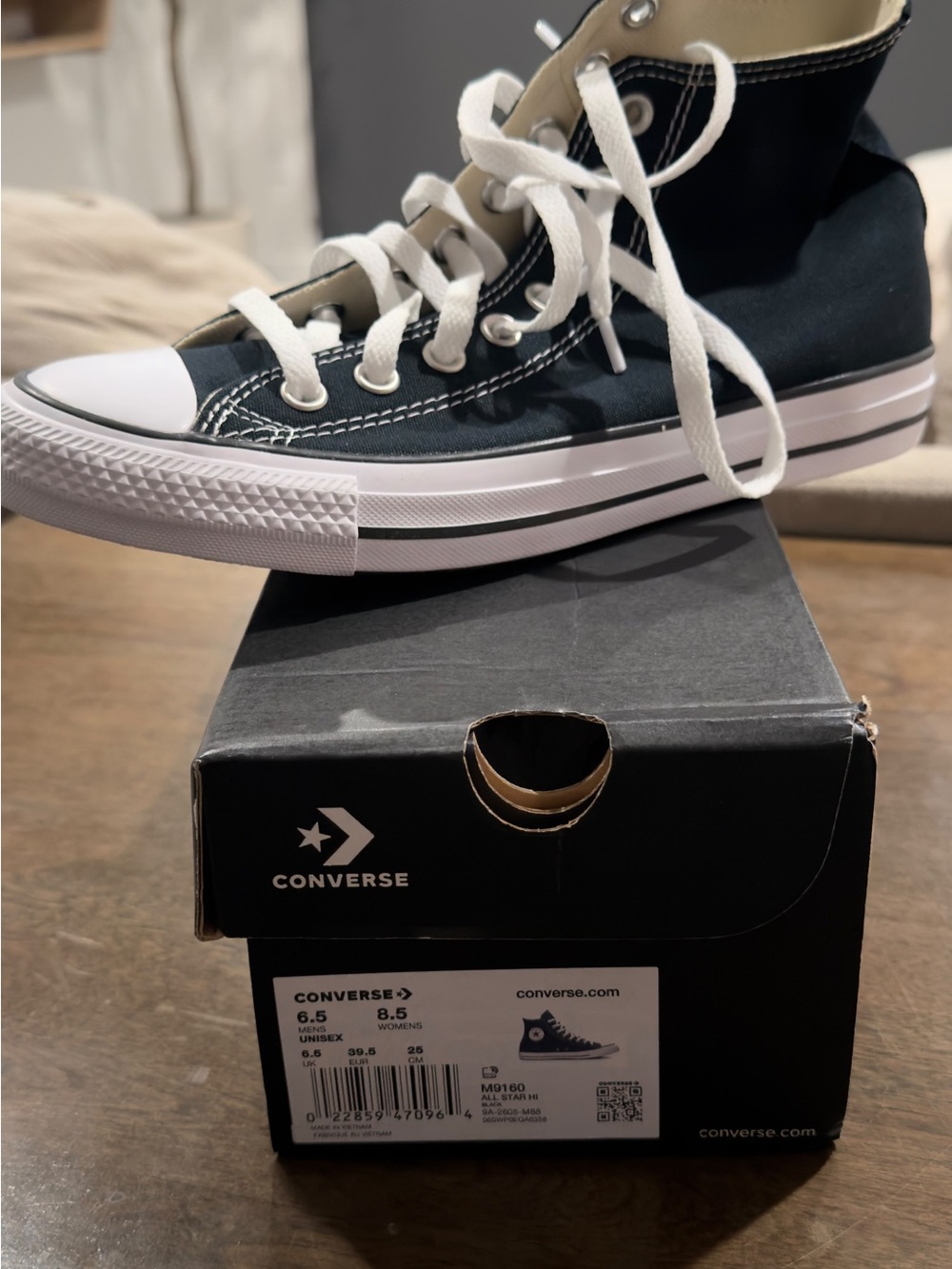 Converse  Black High-Top Canvas Sneakers with White Trim